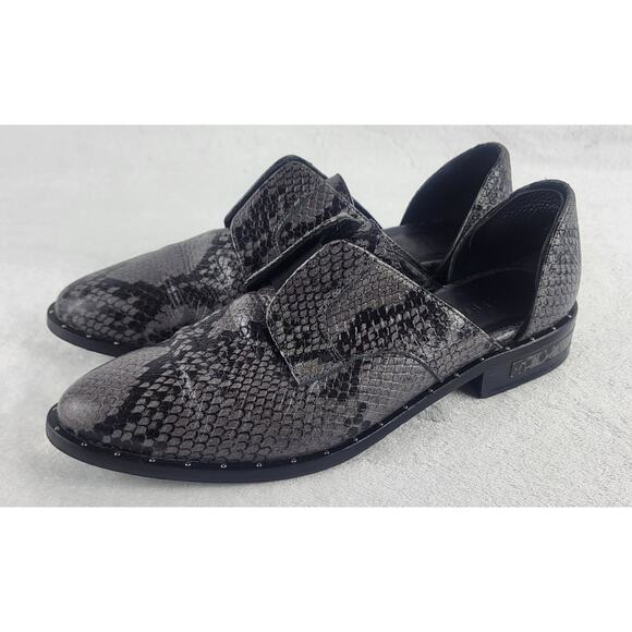 NEW Freda Salvador D'Orsay Loafers Embossed Snakeskin Leather Side Cut Flats | 7 - Picture 15 of 15